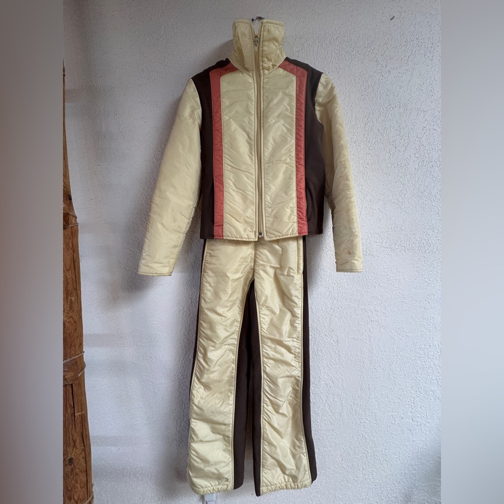 Women's 60’s/70’s vintage Cream and Brown Ski suit